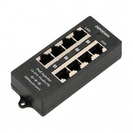"EXTRALINK POE INJECTOR 4 PORT IN BLACK CASE"
