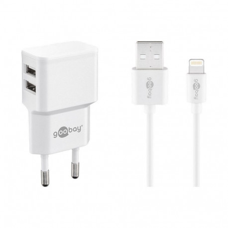 "Goobay Apple Lightning Dual Ladeset 2,4 A (wei)"