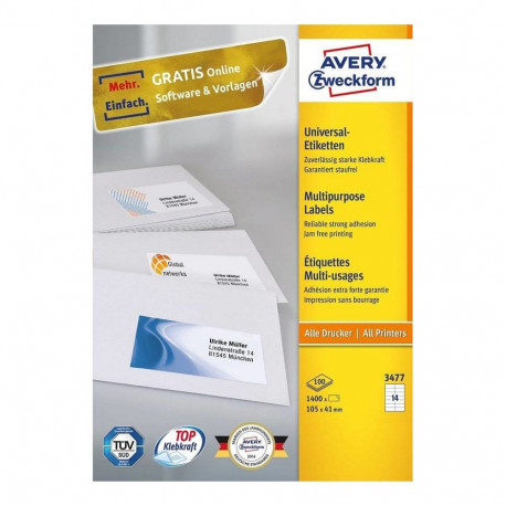 "AVERY Zweckform Etiketten 3477 weiß 105,0 x 41,0 mm"