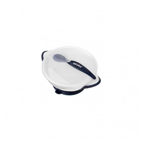 Akuku Suction bowl with spoon WHITENAVY BLUE A0503