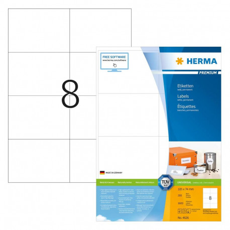"HERMA Etiketten Premium A4 weiß 105x74 mm Papier 1600 St."