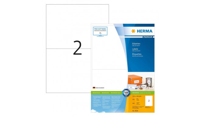 HERMA paberetiketid Premium A4 210x148mm 400 tk, valged