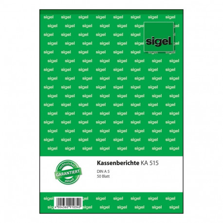 "sigel Kassenbericht A5 - 50 Blatt"