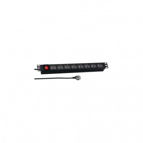 "19 1HE Steckdosenleiste 16 x USB mit Schalter, schwarz"