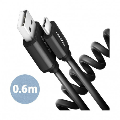 AXAGON USB-kaabel BUCM-AM10TB Twister USB-C–USB-A 2.0, 0,6m, must