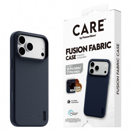 "CARE by PanzerGlass Fusion Fabric Case Blau m. MagSafe iPhone 17 Pro Max"