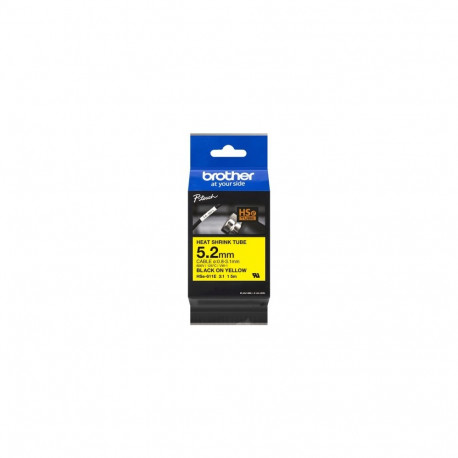 Brother HSe-611E (HSe611E) Heat Shrink Tube Labelling Tape, Black on Yellow, 5.2mm 1.5m