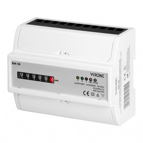 3-faasiline analoogne elektrienergia tarbimise näidik, 100A, 7 moodulit, DIN TH-35mm