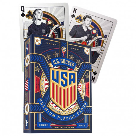 Playing Cards - Theory11 U.S. Soccer, 52 Cards, 2 Jokers, 2 Promotional Cards, Blue Red Gold