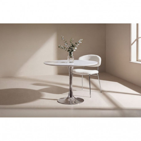 Söögilaud HAMDEN ø110cm, valge/kroom