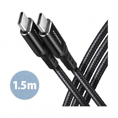 "AXAGON BUCM-CM15AB USB-C zu USB-C 2.0 Kabel, 1,5m, PD 60W, 3A, geflochten - schwarz"
