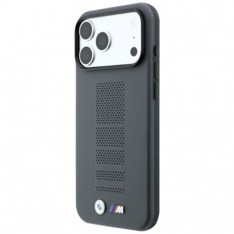 BMW M Blue Perfo Metal Logo MagSafe Case for iPhone 18 Pro / 17 Pro - Gray