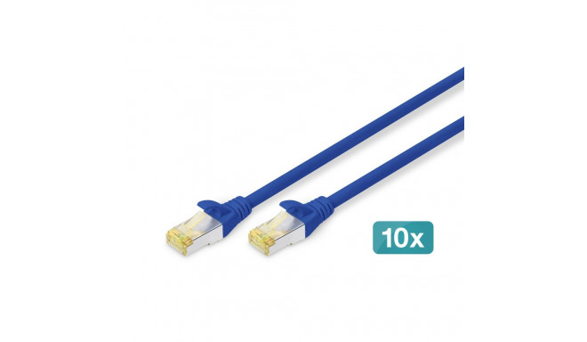 Digitus CAT 6A S/FTP Patch Cables, 2 m, Blue, 10-Pack