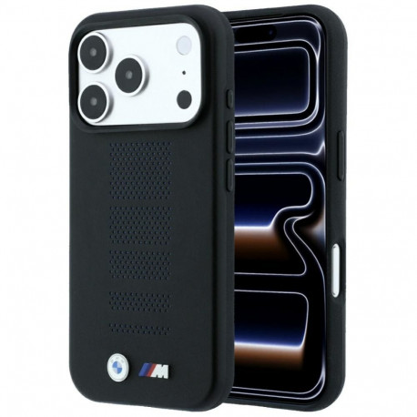 BMW BMW M Blue Perfo Metal Logo MagSafe Case for iPhone 18 Pro Max / 17 Pro Max - Black