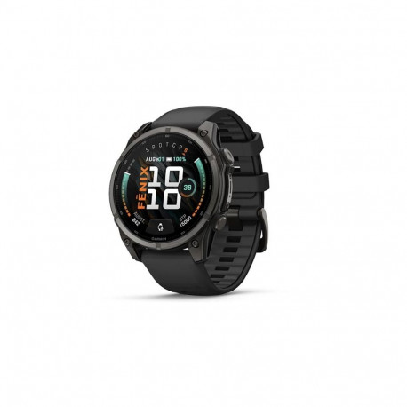Garmin fenix 9 smartwatch, 47mm, Carbon Grey DLC Titanium with Black Silicone Band