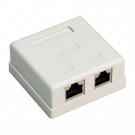Seinakarp 2-le RJ45 Cat6 STP pesale, valge, pinnapealne