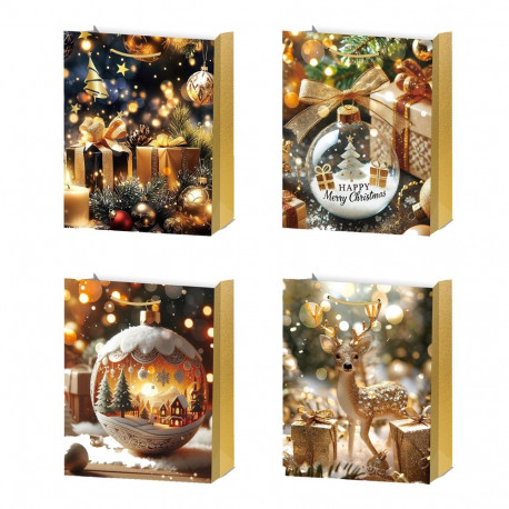 Gift bag XMAS GOLD S, 18x24x8,5cm, mix