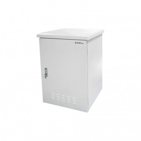 Zewnętrzna szafka rack IP55, wisząca 19" 15U 600x600, 4 belki nośne, 4 przepusty kablowe, kolor szar