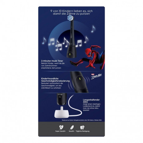 Oral-B laste pöörlev hambahari iO Kids Spiderman, must