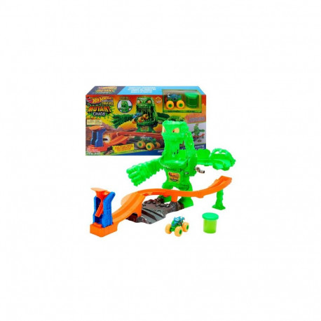 Hot Wheels Monster Trucks Mutant Monster Takedown Playset with Rhinomite Toy Truck & Slime