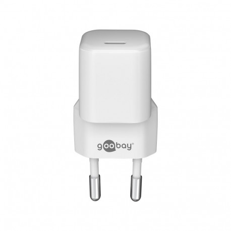 USB laadija 1 x USB-C PD, 100 - 240V > 5V, 3A, 30W, nano, kiirlaadija,valge