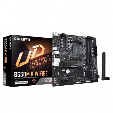 Gigabyte Mainboard||AMD B550|Socket AM4|micro ATX|RAM DDR4-SDRAM|4xSlots|Wi-Fi Yes|Bluetooth Yes|2xN