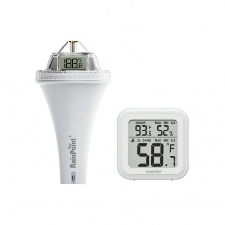 Wireless Pool Thermometer - RainPoint Pool Thermometer, Indoor Receiver, 100m Range, Black