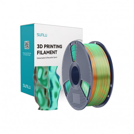 3D Printing Filament - Sunlu PLA+ Silk Tri-Color Filament, Enhanced Strength, Flexible, Orange/Blue/