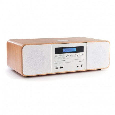 Micro Hi-Fi System - Thomson MIC201IBT White 50 W FM CD USB Bluetooth Qi Charger EQ Remote