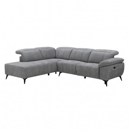 Corner sofa HAMID LC, electric recliner, grey