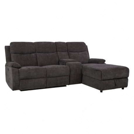 Corner sofa PROVENCE RC, electric/manual recliner, dark grey