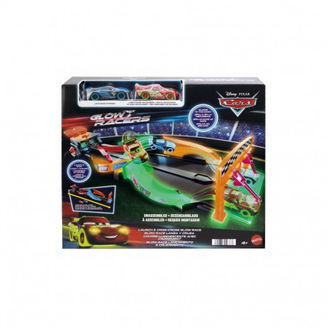 Mattel CARS set Night race track glowing in the dark