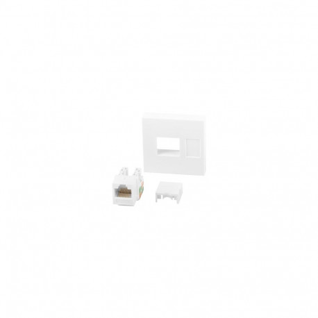 WALL SOCKET RJ45 45X45 + KEYSTONE CAT.6 UTP WHITE LANBERG