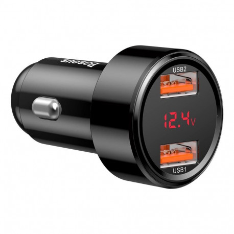Car Charger - Baseus 45W Dual USB Fast Charger With LED Display