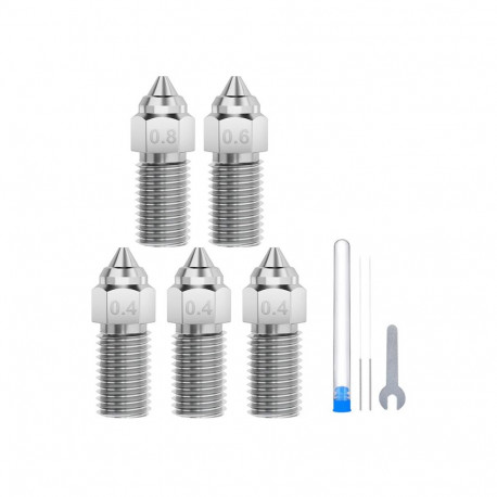 3D Printer Nozzle - ELEGOO Neptune 4 / 4 Pro Hardened Steel Nozzle Set 0.4 mm x3, 0.6 mm x1, 0.8 mm 