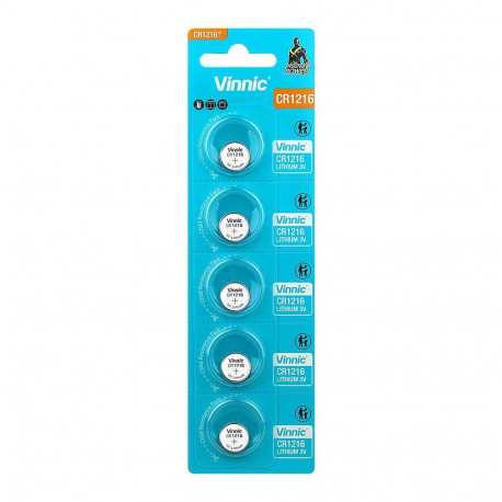 Battery - Vinnic CR1216 3V Lithium Button Cell 5 Pcs