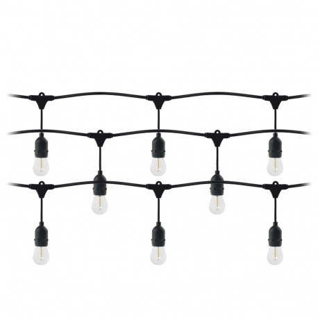 Girlanda valgusketiga – 1 juhe 15 m (15 pesaga) + 15 LED-pirni 1W E27, 3000K + 1 pirn tasuta