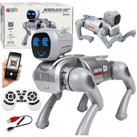 AI-robotkoer RC, kaugjuhitav, Bluetoothiga, rakenduse kaudu juhitav, programmeeritav, hõbedane