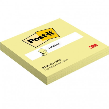 Märkmepaber iseliimuv POST-IT 330 Z-note kollane 76x76 (pakis 100l.)