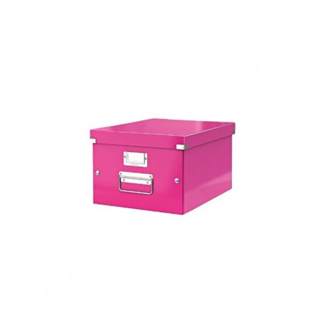 Hoiukarp kokkupandav Leitz WOW Click&Store roosa, Medium 281x200x370mm (A4), lam.kartong