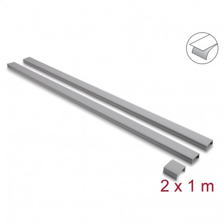 "Kabelkanal selbstklebend mit Schiebedeckel 30 x 14 mm inkl. Verbindungsstück - Länge 1 m 2er Pack g