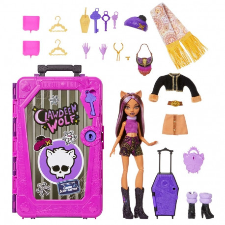 Monster High mängukomplekt Skulltimate Secrets Cabin Slay-cation, Clawdeen Wolfi nukk ja tarvikud