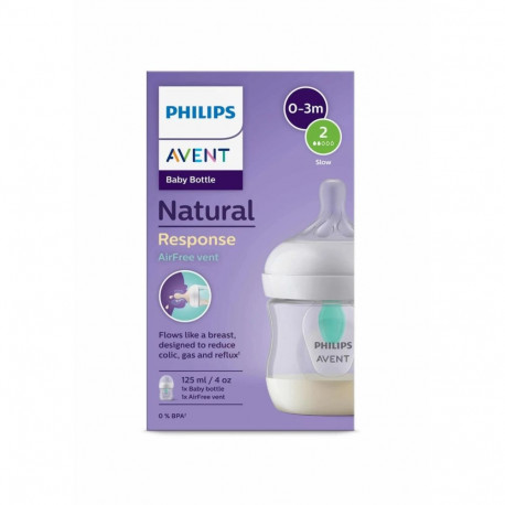 Philips AVENT Natural Response SCY670 Bottle Air Free Vent 125ml  teat 0 months  1 piece