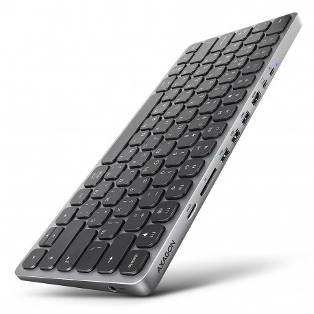 Axagon HMC-KB-CRL  USB 5Gbps hub w. keyboard  HDMI 4K/60Hz  3x USB-A  SD/mSD  audio  PD100  Cyrillic