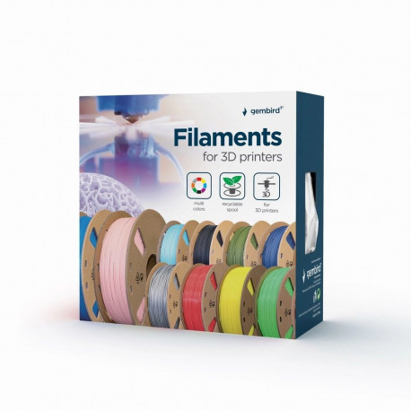 Gembird 3D-printimismaterjal 3DP-PLA1.75-01-FB polülaktiidhape (PLA) 1.4kg, fluorestseeruv sinine