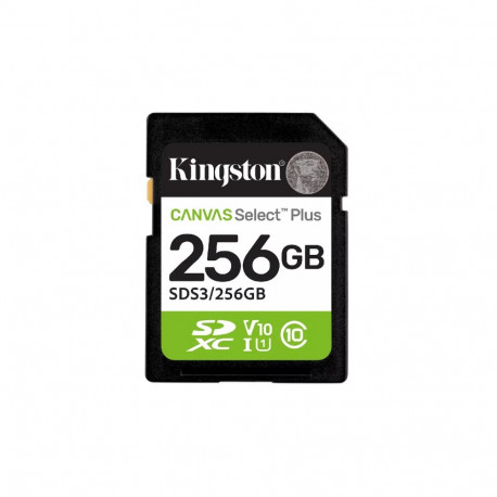 Kingston Technology mälukaart 256GB SDXC Canvas Select Plus Gen3 150MB/s C10 UHS-I U1 V10
