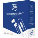 3MK Wired USB-C Headset In-ear Calls/Music USB Type-C White