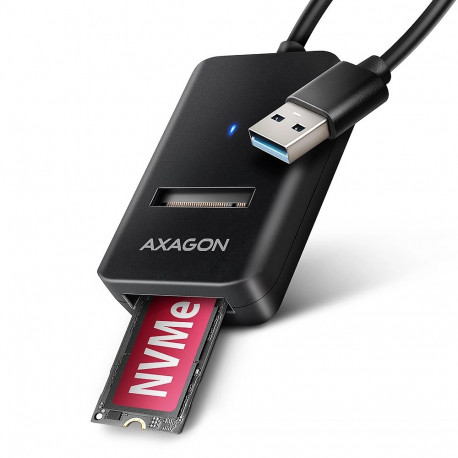 Axagon ssd-adapter ADM2-AM USB-A 10Gbps M.2 NVMe ja SATA kaabliga USB-A 10cm, must