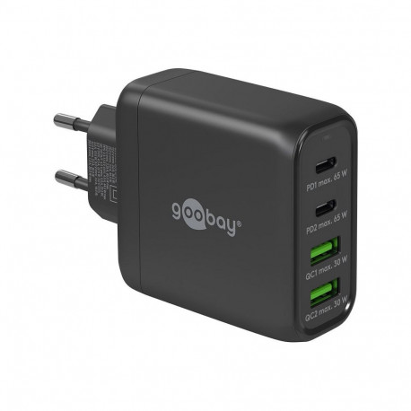 Goobay USB-C mitme pordiga kiirlaadija, PD, GaN, 68W (2x USB-C, 2x USB-A, Power Delivery, QuickCharg