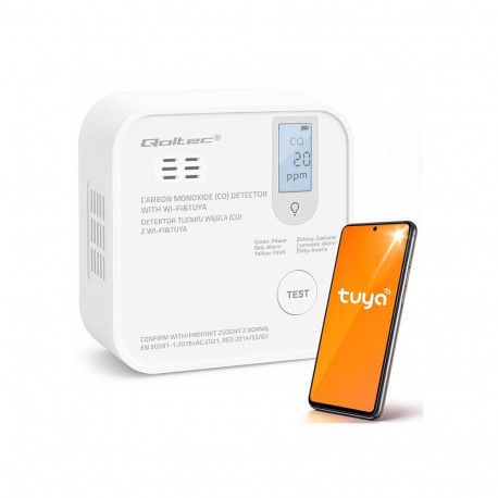 Carbon monoxide sensor with battery TUYA WiFi LED